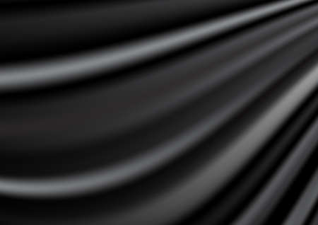 Abstract vector background luxury black cloth with soft waves or liquid wave or wavy folds of silk texture satin velvet material. Luxury background or elegant wallpaperのイラスト素材