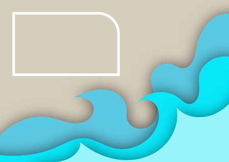 3D abstract background with blue paper cut wavy shapes for web banner, poster, flyer and brochure.のイラスト素材