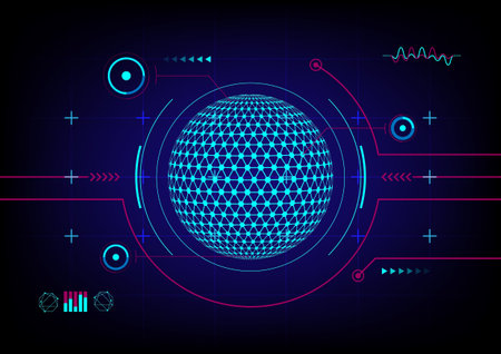 Global digital HUD and infographic elements technology vector backgroundのイラスト素材