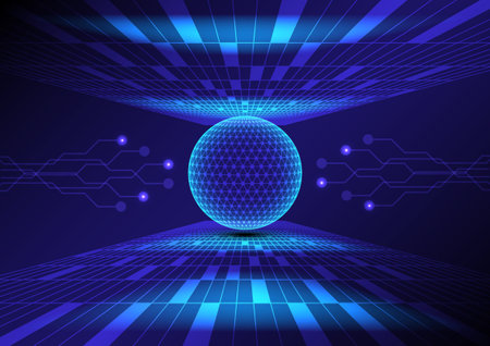 Global Digital Connections. Abstract 3D Sphere technology HUD Element backgroundのイラスト素材