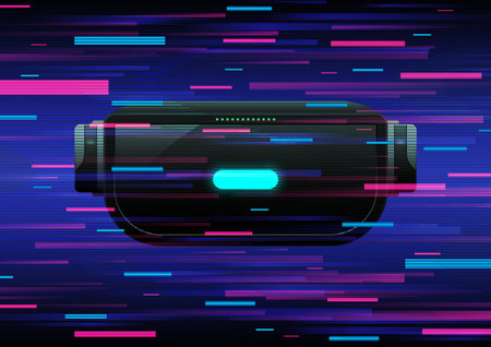 Virtual reality glasses technology with glitch effect. Vector illustration abstract background.のイラスト素材