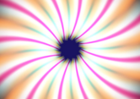 Abstract swirling radial pattern background of pink, yellow and green stripes. Helix sunburst vector backgroundのイラスト素材