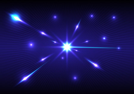Abstract dynamic motion light trails on dark blue background. Futuristic technology pattern vector...