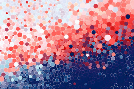 Abstract colorful background with circles in red, blue and white colors. Generative aiの素材