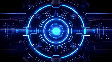 Futuristic Sci fi technology circle pattern background. Digital technology concept. Generative aiの素材