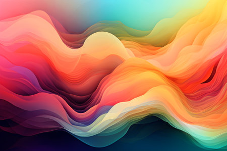 Colorful wave stripes abstract background. Dynamic wavy gradient color. Generative aiの素材