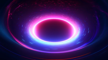 Black hole in galaxy with outer space. abstract background with glowing neon circles. Generative aiの素材