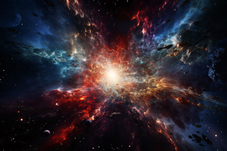 Big bang universe explosion in the outer scape galaxy. Generative aiの素材
