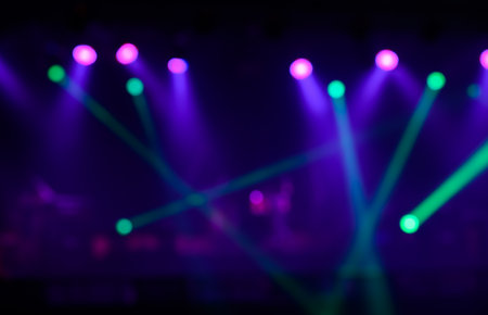 Abstract blurred image background of stage lights. Party, concert and entertainment conceptの写真素材