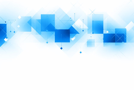 Abstract blue geometric technology on white background with copy space. Generative ai.の素材