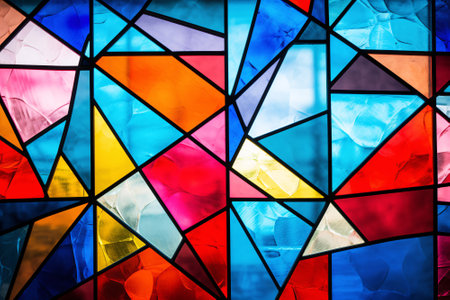 Abstract background with colorful mosaic stained glass pattern. Generative aiの素材