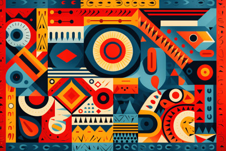 Abstract background with colorful geometric shapes and figures. Generative aiの素材