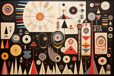 Vintage background with abstract geometric various shapes. Generative aiの素材