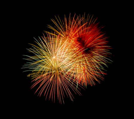 Colorful fireworks celebration and anniversary on night sky backgroundの写真素材
