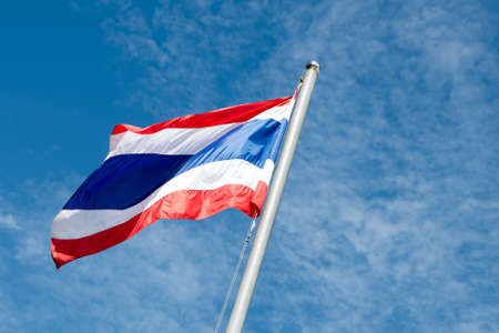 The flag of the Kingdom of Thailand (Thong Trairong, meaning "tricolour flag)の写真素材