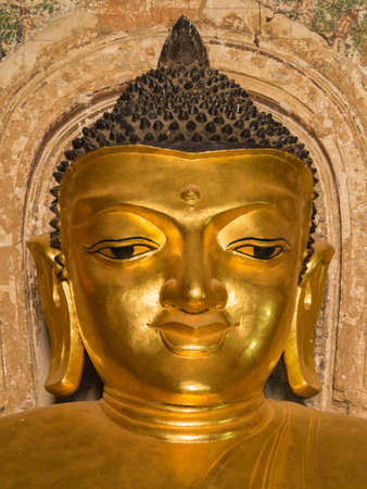 Smile Face of Buddha Image inside Htilominlo Pagoda, Old Bagan, Myanmarのeditorial素材