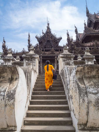 The way going into Shwenandaw Monastery, Mandalay, Myanmarの写真素材