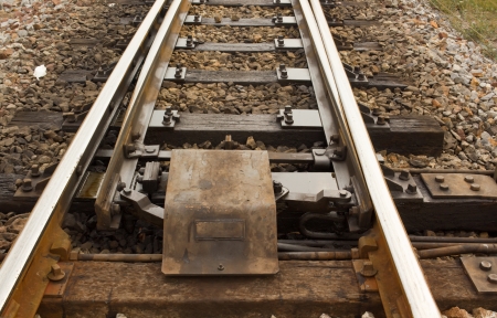 A railway track switch in Thailandの写真素材