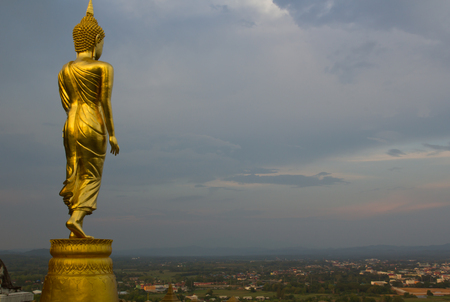 A statue of a Buddha at Wat Prathat Khao Noi, Nan,Thailand.の写真素材