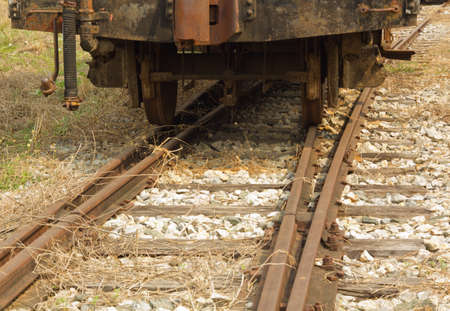 Train wheel on trackの写真素材