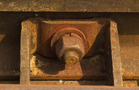 Rail fastening bolts, railway, closeupの写真素材
