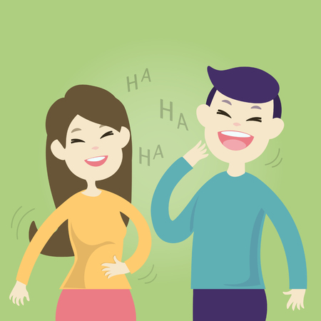 Cute couple laughing togetherのイラスト素材