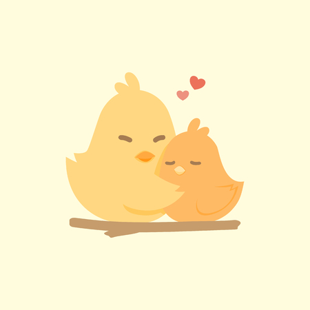 Happy cute couple of birds in love, valentine concept, vector illustration.のイラスト素材