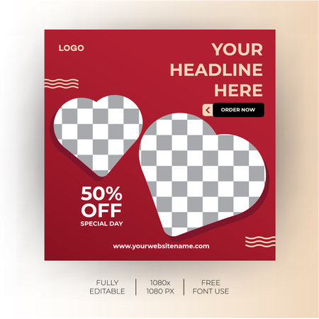Social media post template for valentine's day. Modern and Unique for online promotional. -Vector Templateのイラスト素材