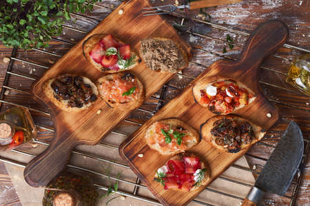 bruschetta on a wooden board