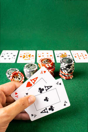 Poker aces pair and dice
