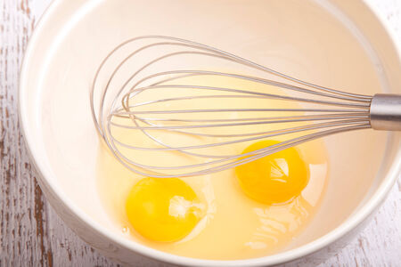 two eggs in the mixing bowlの写真素材