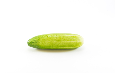 Green cucumber in  on white backgroundの写真素材