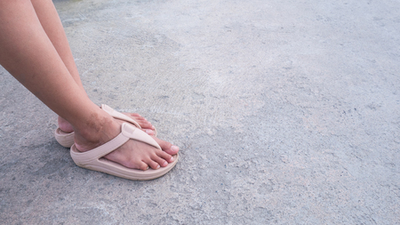 woman feet with sandalの写真素材