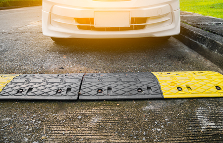 Car with  road bumps for reduce speed.の写真素材