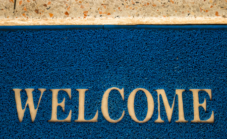 welcome carpet at the door texture backgroundの写真素材