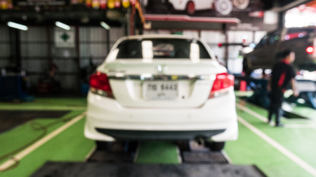 car in garage blur backgroundの写真素材