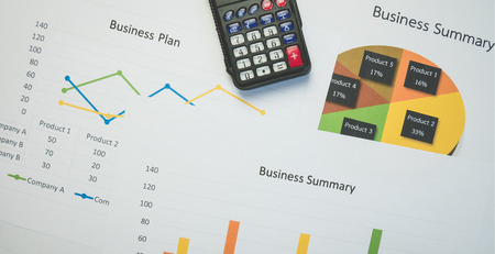 Business summary or Business plan report with Charts and graphs in Business concept, vintage styleの写真素材