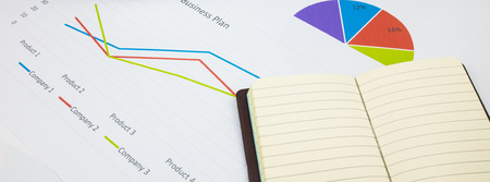 business report or Financial paper with notebook in business concept.