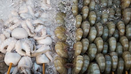 Street food stalls selling seafood, grilled chicken, BBQ, there are many in the country, Phuket Thailand.の写真素材