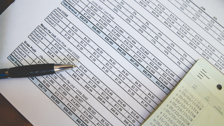 Statement report with money in financial concept.の写真素材