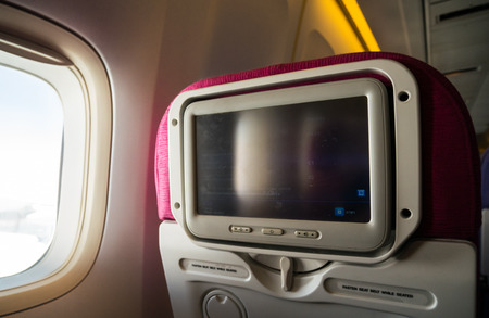 A mornitor set up in the seat.の写真素材