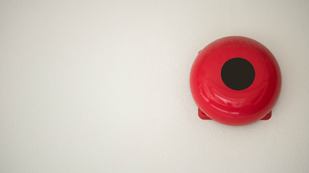 Red Fire alarm system on the wall in the building in Fire protection conceptの写真素材