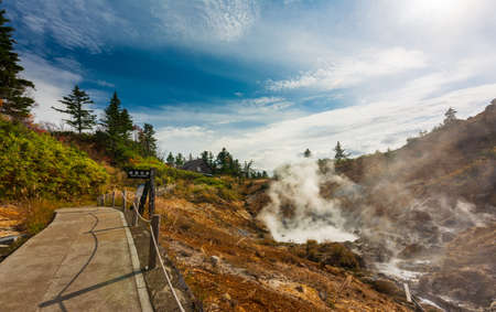 Goshougake Onsen hotspring in autumn season Akita Prefecture Japanのeditorial素材