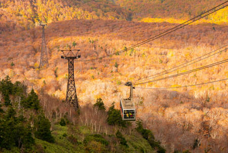 Hakkoda ropeway in Aomori Prefecture with Autumn Leaves background A wonderful view of hakkoda mountains. Take the visitors to the top of Mt. Hakkoda on the day, with a lot of tourist facilitiesのeditorial素材