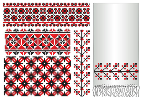 there is a scheme of ukrainian pattern for embroideryのイラスト素材