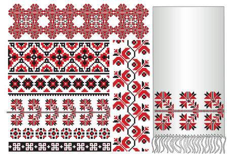there is a scheme of ukrainian pattern for embroideryのイラスト素材