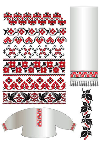 there is a scheme of ukrainian pattern for embroideryのイラスト素材