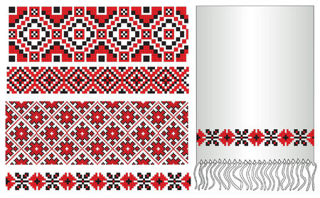 there is a scheme of ukrainian pattern for embroidery  のイラスト素材