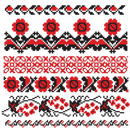 there is a scheme of ukrainian pattern for embroideryのイラスト素材