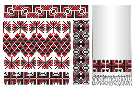 there is a scheme of ukrainian pattern for embroideryのイラスト素材